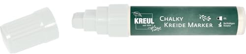 KREUL 22731 - Pennarello a gesso XXL, bianco neve, opaco, gesso liquido pastello, pennarello a gesso non permanente per dipingere e scrivere su superfici lavagna e vetro