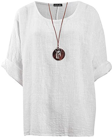 Love My Fashions® Women's Italian Lagenlook Tunic Top – Oversized Loose Fit 3/4 Sleeve Round Neck Casual & Comfortable UK Fashion White