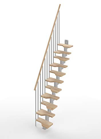 Scala Rettilinea Salva-spazio alla Marinara Mister Step Mini 11 Gradini - Altezza tra i Piani 241-285 cm. (Naturale, ACCIAIO GRIGIO)