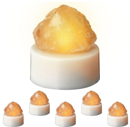 Cepewa 1 x 6er Set LED Teelicht Himalaya Kristallsalzlampe Salt Range Pakistan Nachtlampe Salzlampe Salzkristall (1 x 6er Set LED Teelicht)