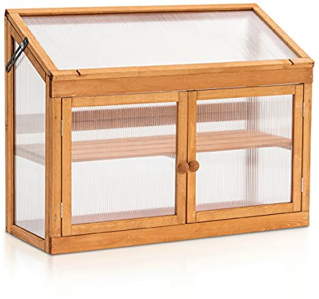 MCombo 0160 Serre à 2 étages réglable en hauteur en bois et polycarbonate