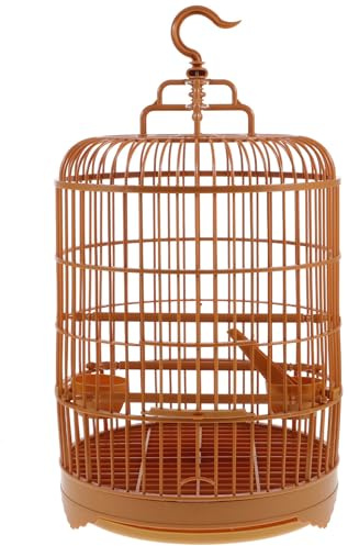 UKCOCO Round Bird Cage with Hanging Hook and Feeding Cups Small Pet Cage for Parakeets Budgies Cockatiels Indoor Outdoor