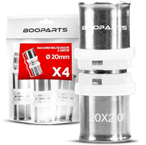 BOOPARTS – 4 Stück – Gerade Kupplung Ø20–20 | Pressfitting TH-Kontur | Messing/Edelstahl | Für Mehrschichtverbundrohre | Sanitär & Heizung