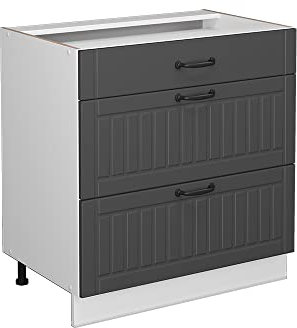 Vicco Badschrank Fame-Line, Anthrazit/Weiß, 80 x 81.6 cm mit 3 Schubladen, ohne Arbeitsplatte