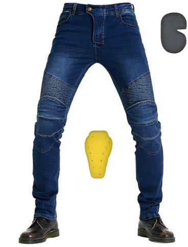 Pantalons De Moto Pour Hommes Et Femmes, Jeans De Motard De Moto Protection Renforcée Pantalons De Moto Pantalons En Denim Pantalons De Course (Bleu,M)