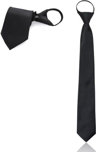 SCJJZ Cravates garçon,Cravate noire à fermeture éclair pour hommes, cravate à clipser pour garçons, cravate réglable noire, adaptée aux adultes de remise de diplôme de mariage