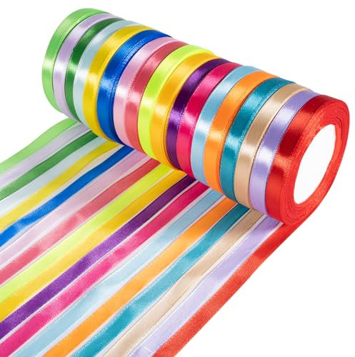 Seidenband 22m*10mm bunte bänder 18 Farben Seidenbänder Für Hochzeitsdekoration Bäckerei Blumenstrauß Verpackung Dekoration Geschenkverpackung Handarbeit (18)