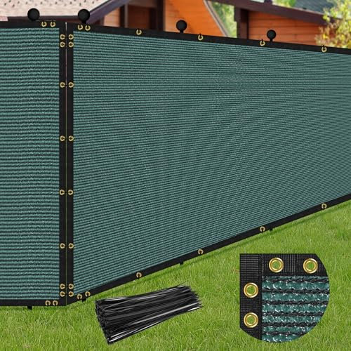 phepetroll 5 x 50FT Privacy Screen Fence Green Heavy Duty Mesh Fencing Shade Net Cover with Reinforced Bindings 100 Straps for Outdoor Chain Link Fence Patio Wall Garden Backyard, Green