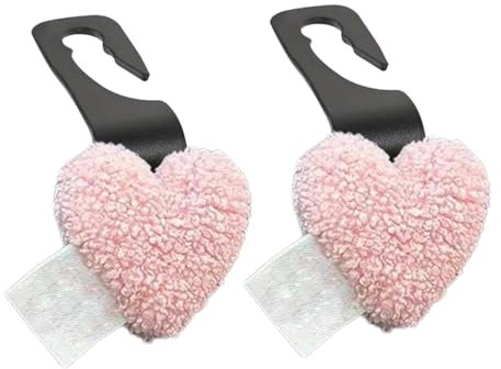 Poupangke Auto-Geldbörsenhaken, Auto-Rücksitzhaken - Geldbörsenhaken in Cartoon-Herzform,2 niedliche Aufbewahrungsbügel mit 20 kg Traglast für Rucksäcke, Regenschirme, Einkaufstaschen