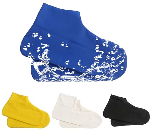 BORISCA 4 Pairs Latex Rain Shoe Cover Size M, Reusable Rain Shoe Covers, Anti-slip Waterproof Shoe Covers for Outdoor Cycling Hikin, Non-slip Waterproof Rain Shoe Cover Four Colors (A, M)