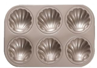 Madeleine Cake Mould,Shell Shape Cake Pan,Mini Muffin Pan,6 Cavities Muffin Pan,Carbon Steel Cake Mould,Nonstick Cake Pan for Kitchen