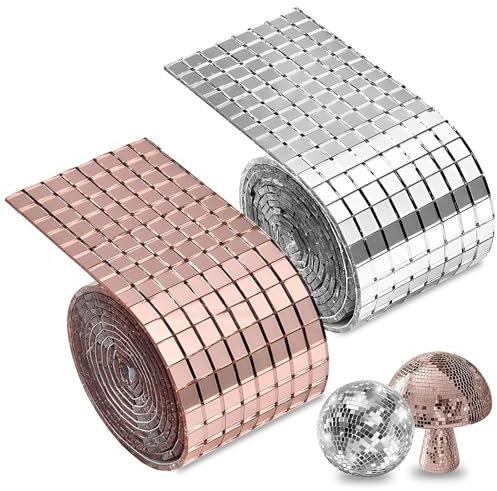 4 Rollen Spiegel Mosaik Selbstklebend 2 Farben, Mosaikfliesen Selbstklebend Mirror Sticker 3840 Stück Mini Spiegel zum Aufkleben, Mosaiksteine zum Basteln für DIY Handwerk Dekoration