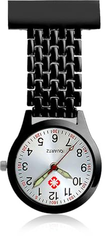 Reloj de bolsillo para enfermera con movimiento de cuarzo que brilla en la oscuridad, reloj de bolsillo ajustable de acero inoxidable para médicos, paramédicos y profesionales médicos, pin de solapa