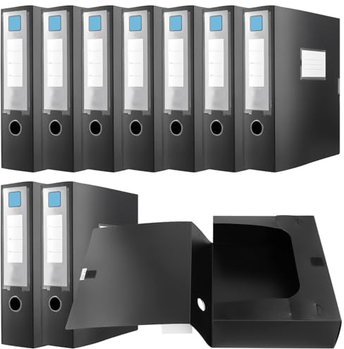 CHUENKUK 10 raccoglitori formato A4, larghi, nero, 31 x 23,6 x 7,5 cm, in plastica, pieghevoli, per documenti, documenti, documenti, documenti, forniture per ufficio