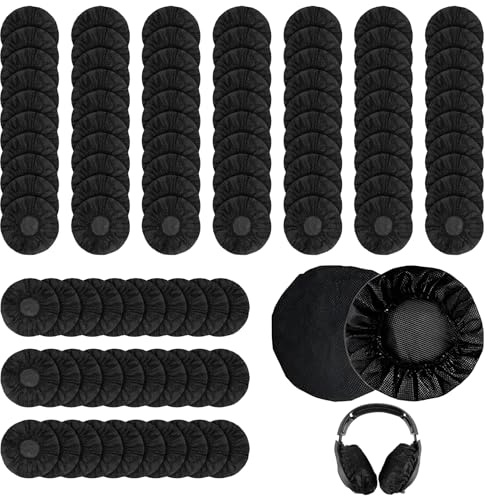 Lot de 100 housses de protection jetables, pour la plupart des écouteurs avec coussinets d'oreille de 10 à 13 cm (noir)