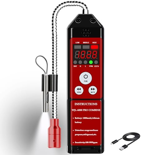 Natural Gas Detector, Gas Sniffer, Natural Gas Leak Detector HVAC with Audible & Visual Alarm, Checking Combustible Leaks Like Propane, Methane, Butane for Home (WJL-6000PRO COMBUSIBLE)