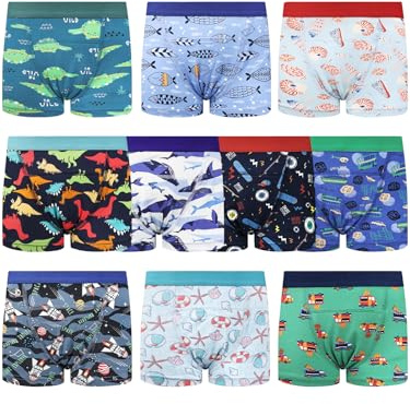 MOEMOE BABY Potty Training Pants Boys,10 Pack Boxer Training Pants,Soft Cotton Training Underwear for Toddlers,Absorbent for Small Accident,Ideal for Daycare & Daily Use,Green Ship,2 Years