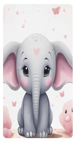 Lindo Elefante Rosa Sábana de Cuna para Niños Pequeños,Sábanas de Algodón Suave para Bebés Aptas para Colchón Corralito
