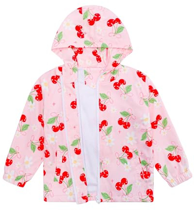 LACOFIA Veste Imperméable Fille Veste Coupe Vent Respirant à Capuche Blouson de Pluie Léger pour Enfant 3~12 ans