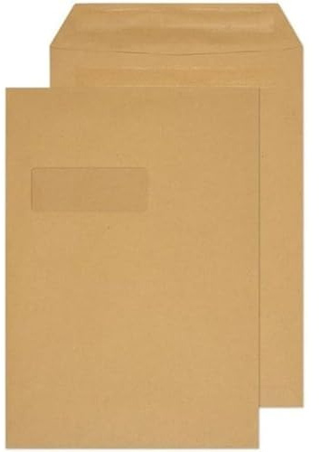 Q-Connect C4 Envelopes Window Pocket Self Seal 90gsm Manilla (Pack of 250) 9017501