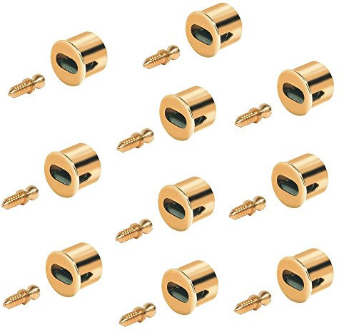 Gedotec Möbel-Schnäpper Perfekt-Kugelschnapper Ø 15,5 mm - Tiefe 14 mm Türschnapper zum Einpressen | Stahl vermessingt | Türverschluss mit Stiftschraube | Möbelbeschläge | 10 Stück - Möbelschnäpper