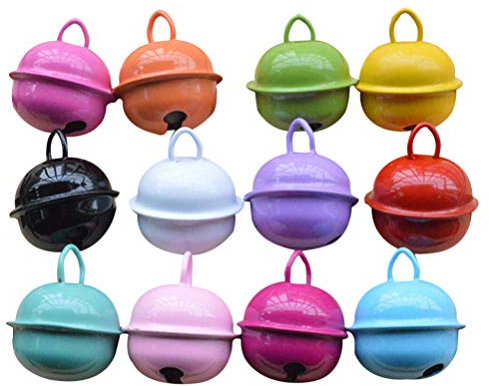 SUPVOX 50pcs Christmas DIY Crafts Bells, 22mm Colorful Painted Jingle Bell Metal Mini Bells for Jewelry Ornaments Xmas Tree Decor Pendants