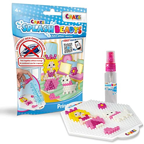 CRAZE SPLASH BEADYS Kit de Démarrage Princesse - Loisir Créatif Perle à Repasser Sans Repassage - Perle Collante à l'Eau - Bricolage Enfant 26069 Multicolore