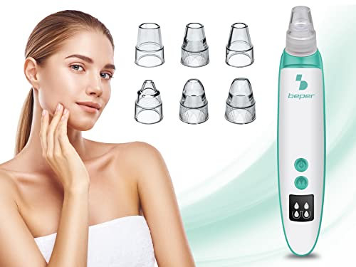 BEPER P302VIS001 Aspira Pori e Punti Neri Ricaricabile, Rimuove Efficacemente, Punti Neri, Il Sebo, Le Impurità, Il Comedone e L'Acne Nei Pori Ostruiti, Bianco/Verde Acqua
