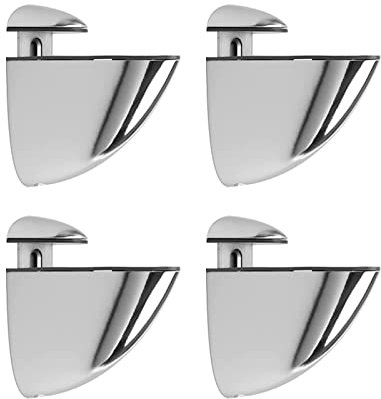 Verstellbare Glasregalhalterung, Qikuver 4 Pcs Glasregalhalterung, Verstellbare Regalhalterung, Wandhalterung für Glasregale, Glasklemme, für 2-23 mm Dicke Regale (Silber B)