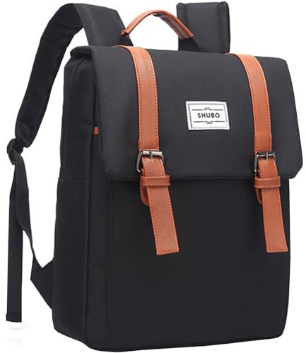 Vaupan Vintage Reiserucksack, schlanker, strapazierfähiger Business-Laptop-Rucksack für Männer, Frauen, wasserabweisender Freizeitrucksack Tagesrucksäcke College-Computertasche Geschenke (Schwarz)