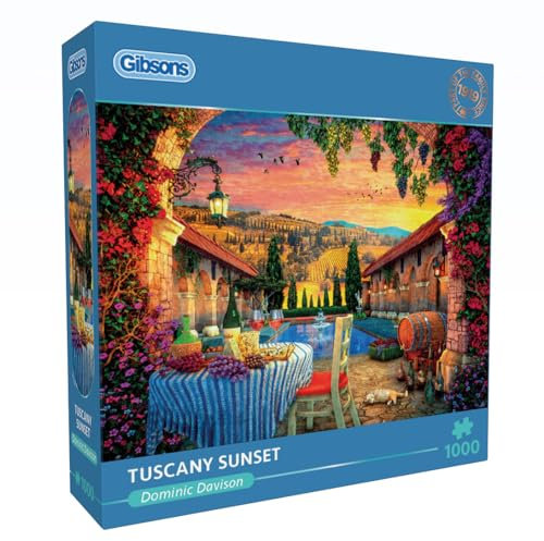 Gibsons Tuscany Sunset 1000 Piece Jigsaw Puzzle - Sustainable Puzzle for Adults - Premium 100% Recycled Board - Great Gift