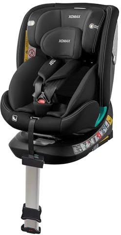 XOMAX G409 Kindersitz drehbar 360°, Standfuß, ISOFIX I mitwachsend I 0-36 kg, 0-12 Jahre, Gruppe 0+/1/2/3, 5-Punkt-Gurt, 3-Punkt-Gurt I Bezug waschbar I ECE R129