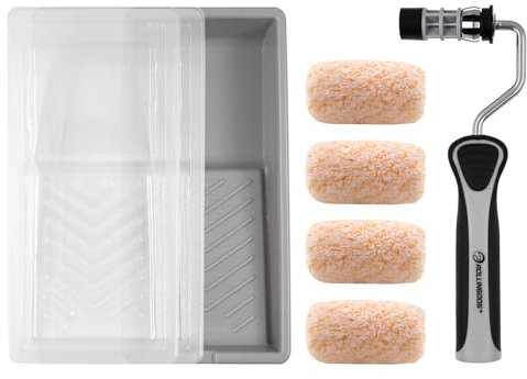 ROLLINGDOG Mini Farbroller Set aus Mikrofaser Jumbo Mini Farbroller Abdeckungen kleine Farbrollerablage mit Einlagen