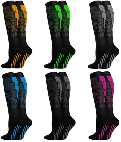 6-Pack Compression Socks for Women & Men,Elastic Support Stockings, GraduatedSupport, Medical Compression Socks, Non-Slip Breathable Flight Socks, Ideal for Running, Sports, Travel (Colorful, S/M)