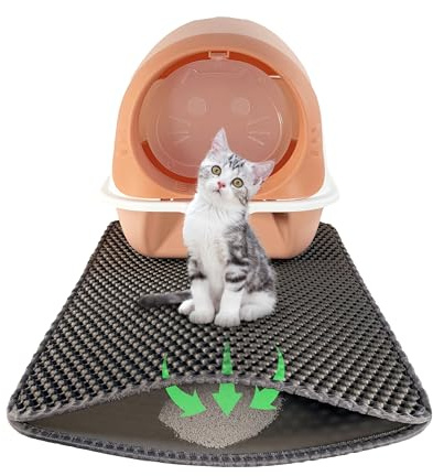 LINUMA® Tappetino grigio 60x40 cmper lettiera gatto – trattiene la sabbia – impermeabile e antiscivolo – morbido e facile da pulire – ideale davanti alla lettiera – misura grande