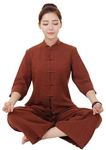 SUNMME Tai Chi Kleidung Damen Herren Anzug Umweltfreundlich Atmungsaktiv Einheitlicher Kampfsportanzug/Grau/L (Koffee 3*L)