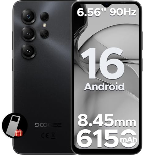 DOOGEE Note 56X Smartphone Android 16, 6150mAh, 24GB + 64GB/2TB TF, 6.56 HD+ 90Hz IPS, 4G Telefono Cellular offerta Smartphone, 8.45 mm Ultrasottile, 8MP+5MP/Dual SIM/Octa Core/Face ID/GPS, Nero