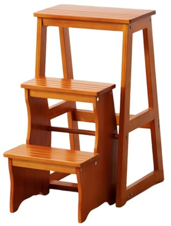 Silla de escalera multiusos de 3 escalones, taburete plegable, versátil soporte para plantas y solución de almacenamiento para el hogar y el jardín, diseño elegante y duradero, ahorra espacio y es
