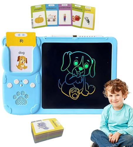 Tarjetas Didácticas Parlantes, Juguetes Educativos: Juego De Aprendizaje De Idiomas De Bolsillo 2 En 1, Máquina De Lectura Acústica, Palabras Interactivas | Tablero De Dibujo para Tableta, Entrenador