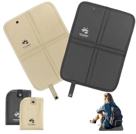 YIPFEN 2 Pezzi Cuscini Pieghevoli da Esterno, Tessuto Oxford 600D Impermeabile, per Campeggio, Picnic, Viaggi e Sport (37 x 35 cm) (Nero, Kaki)