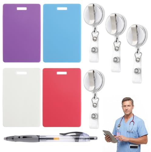4Pcs Mini Clipboard Nurse Badge Notepad Set, Reusable Silicone Erasable Badge with Clip & Pen, Nurse Clipboard Teacher Notepad, Nursing Student Essentials