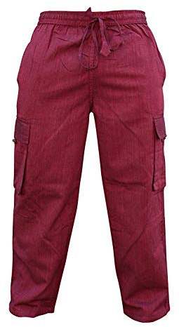 Shopoholic Fashion, pantaloni unisex in stile hippy, a righe, gamba larga, con tasche laterali Maroon mix X-Large