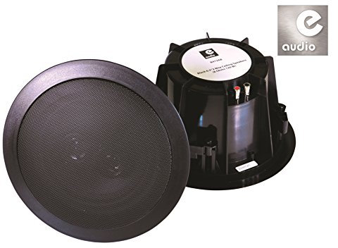 E-Audio Black 6.5 8 Ohm 120W Twin Offset 2-Way Water Resistant Ceiling Wall Speakers PAIR