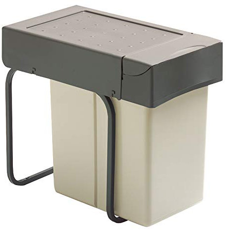 Poubelle de cuisine coulissante - 1 bac - 21 l - Nombre de seaux : 1 - Décor : Gris - Contenance : 21 L - Pour caisson de largeur : 300 mm - Hauteur : 398 mm - Profondeur : 450 mm - Largeur : 255 mm