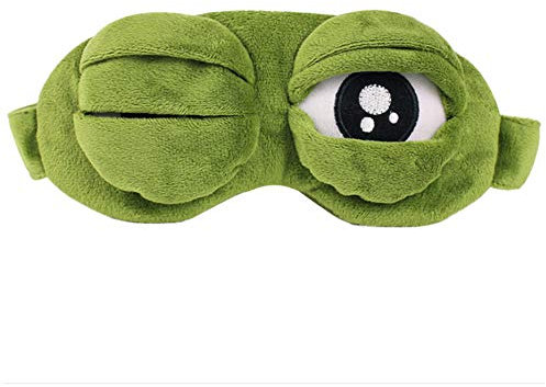 OFKPO Maschera per gli Occhi,Mascherina per Dormire Cartone Animato Rana Maschera di Viaggio del Sonno,Verde