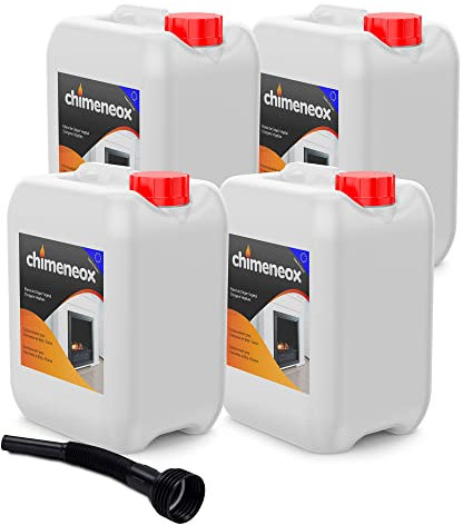 20 litros Bioetanol para chimeneas de bioetanol | Entrega rápida | 4 x 5 litros en Garrafa con Embudo