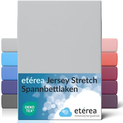 etérea Spannbettlaken für Wasserbett & Boxspringbett 90x200-100x220 cm - Oekotex 95% Baumwolle und 5% Elasthan Spannbetttuch - Öko-Tex Glattes & Feines Bettlaken bis 45 cm Steghöhe - Silber