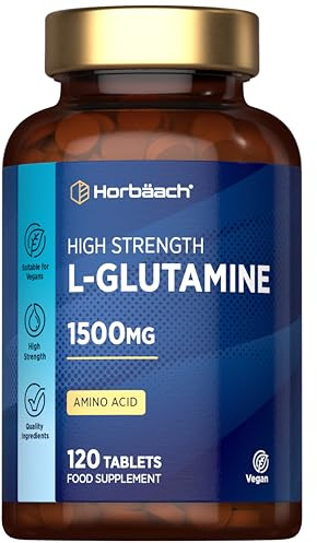 L-Glutamine Tablets 1500mg | 120 Count | High Strength Amino Acid | Suitable for Vegans and Vegetarians | By Horbaach