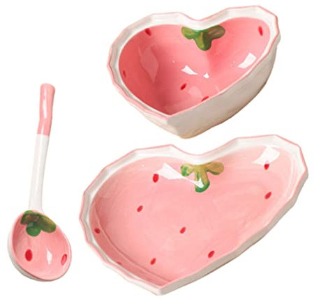 Luxshiny Ceramic Dessert Bowls: Heart Shaped Porcelain Bowls for Soup, Snacks, Cereal, Ice Cream - Pink, 09BUM509723TFKLD0HS