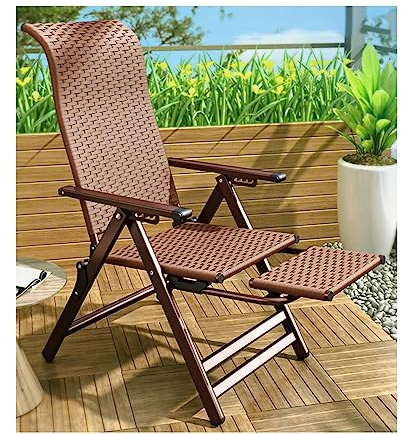 Outdoor Zero Gravity Lounge Chair Patio Wicker Rattan Recliner Chairs Beach Pool Lawn Camping Indoor Office Deck Lounger Chair For Outside Folding Reclining Chair Telescopic Footrest ( Color : Brown )